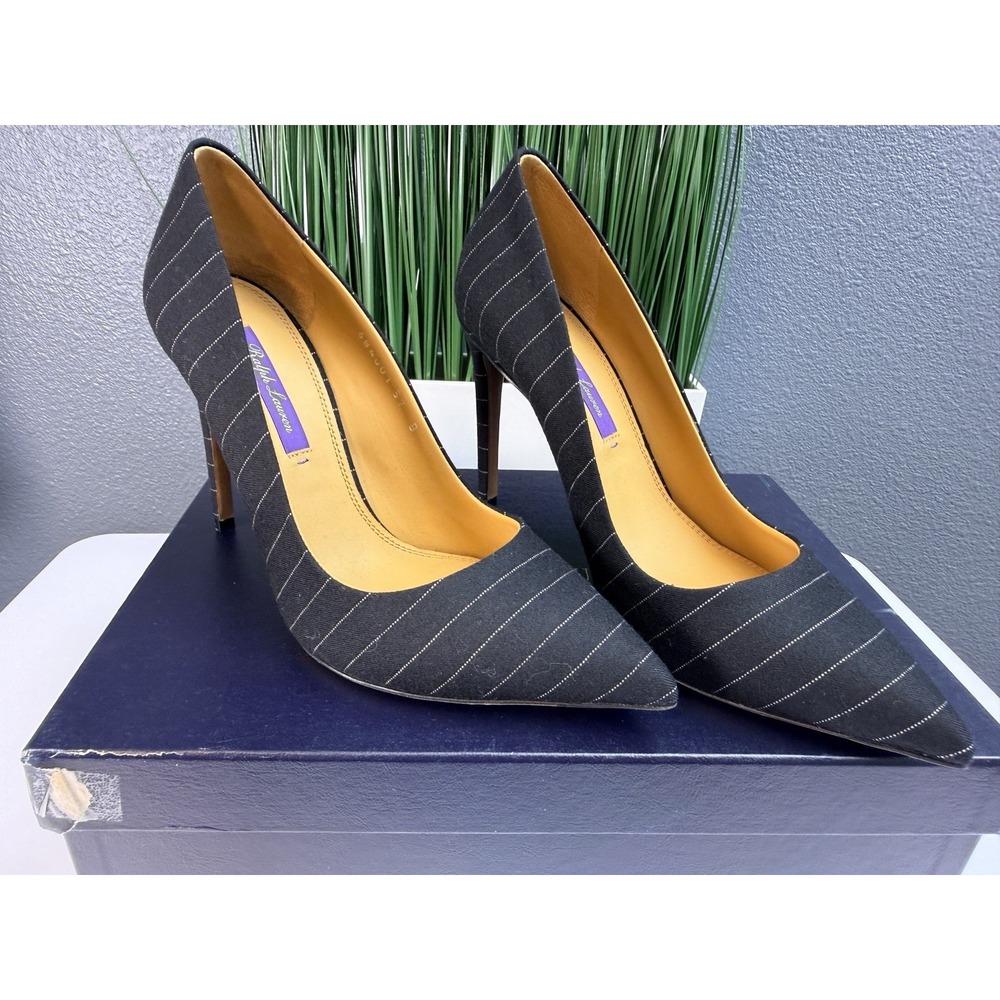 New Ralph Lauren Collection Celia Black Pinstripe Wool Blend EU 37 US 7